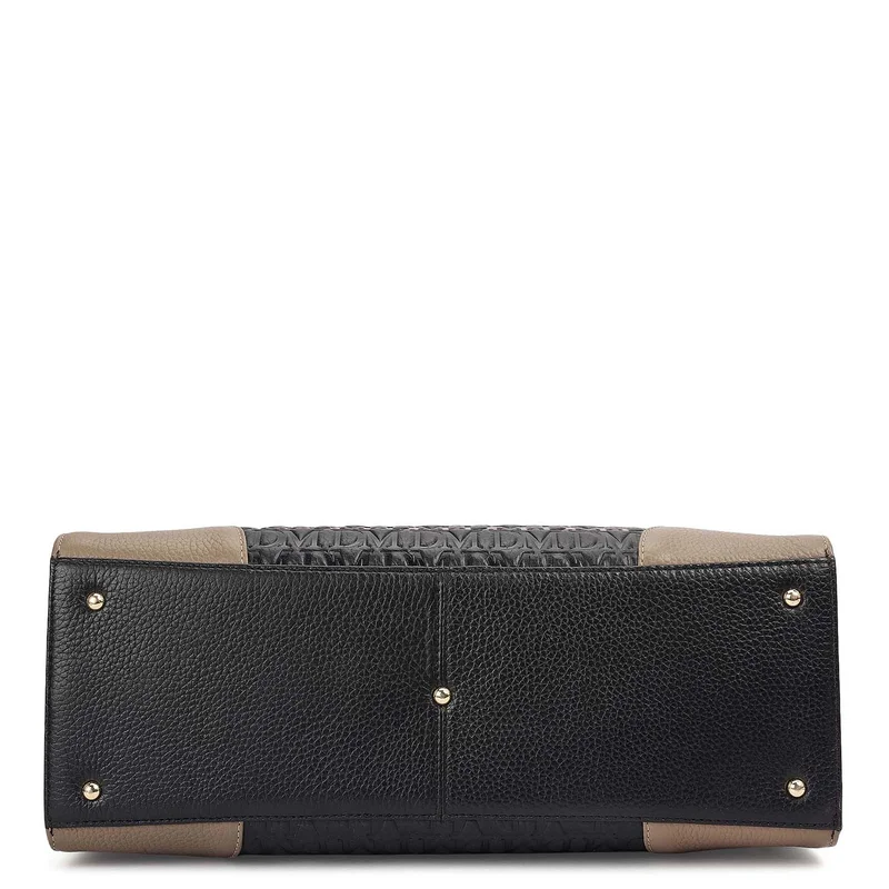 Da Milano Black Medium Monogram Leather Book Tote - Black for Women | Best Price UAE